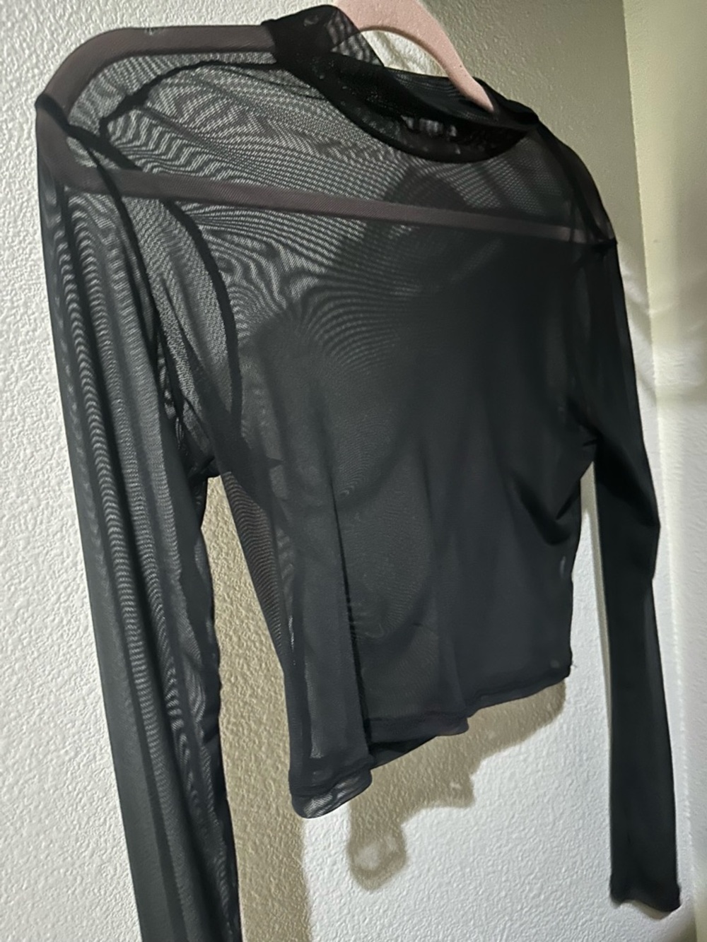 Black Mesh Long Sleeve Top